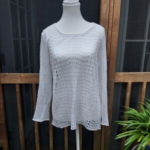 Eileen Fisher Organic Linen Openwork Pullover